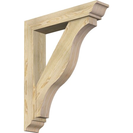 Ekena Millwork Funston Traditional Rough Sawn Bracket w/ Offset Brace, Douglas Fir, 6"W x 30"D x 36"H BKT0604X30X36FST01RDF